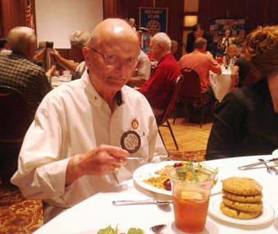 A fork-wielding Wally Lowry is prepared to defend his pile of cookies!